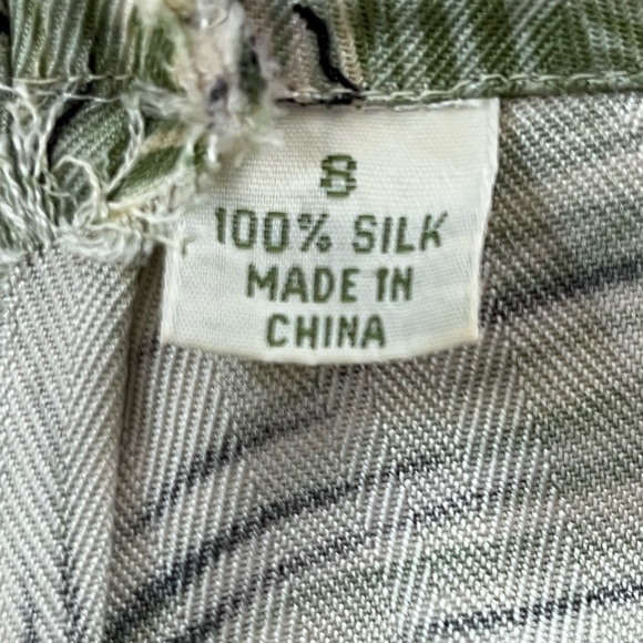 100% Silk Hawaiian Tropical Palm Tree Print Pants Womens size 8 Vacation Cruise - Picture 7 of 10